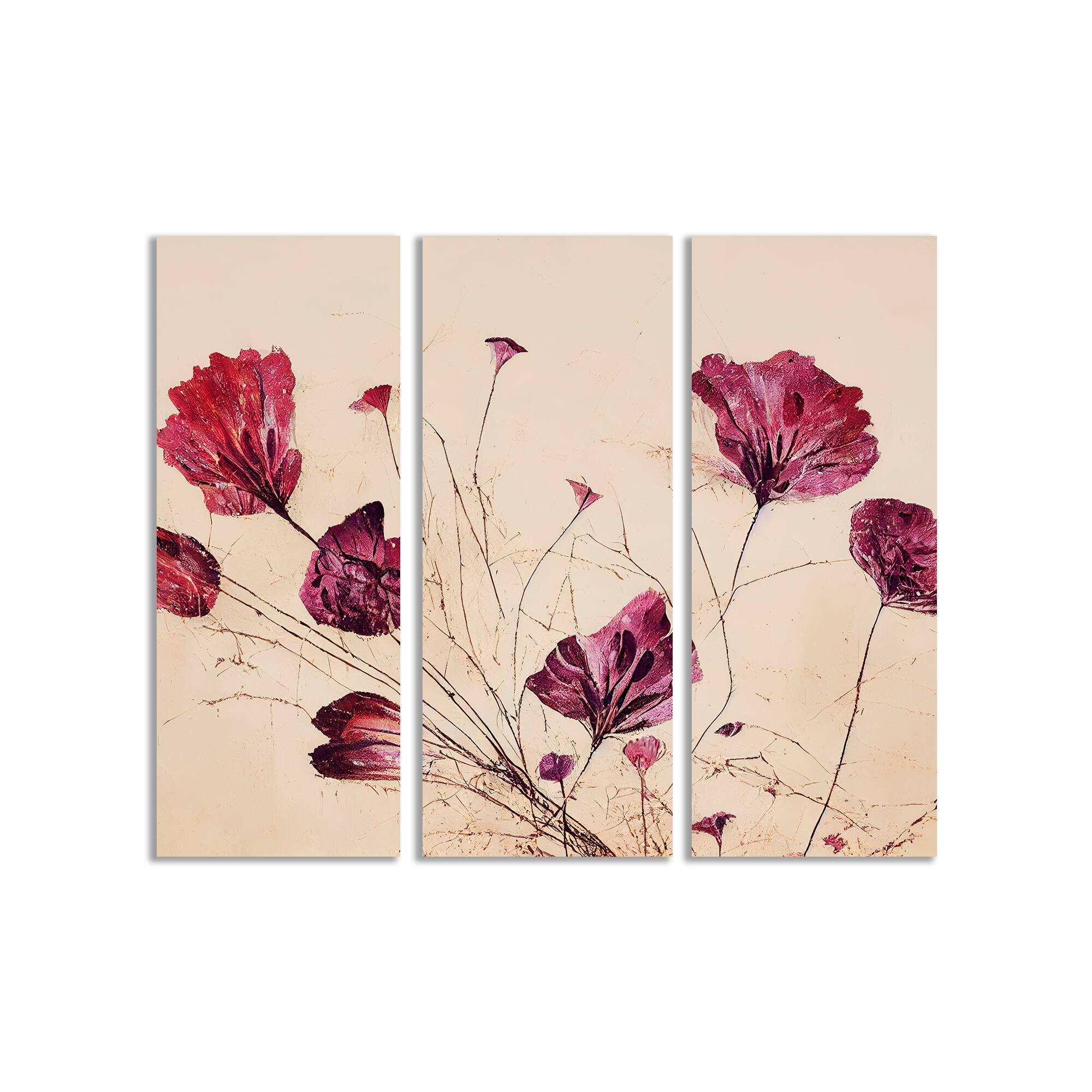"Purple Flowers" Framed 3Piece Wall Art Set by Treechild Bed Bath